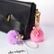 Cute Pink Bear Keychain for Women with Puff Ball Purse Charms, Girls Bling Key Chains for Car Keys, Backpack, Purse Accessories, Pink Pom Pom Keychain